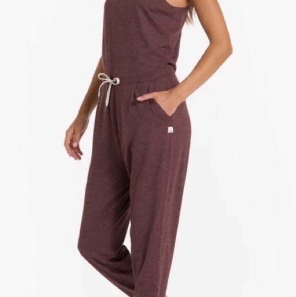 Vuori Maroon Tank Jumpsuit with Drawstring - Picture 2 of 5